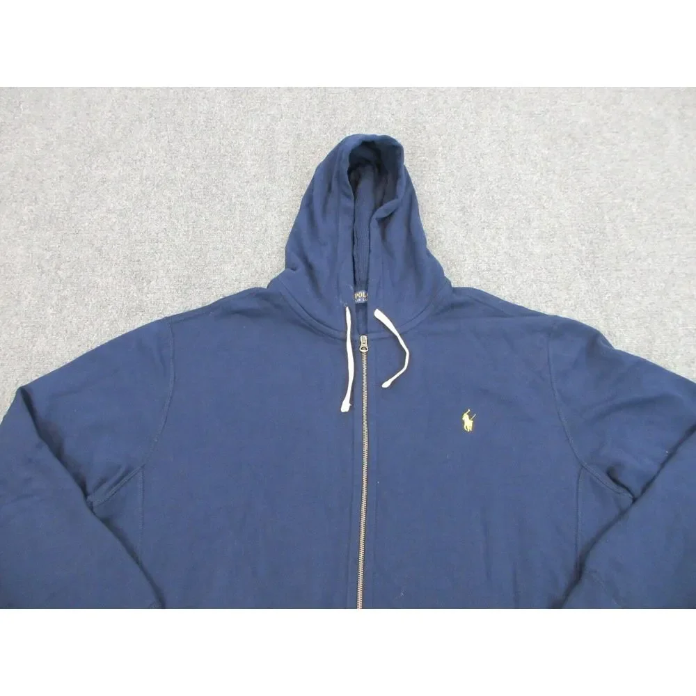 Polo‎ Ralph Lauren Sweater Mens 2XL XXL Blue Zip Outdoors Hoodie Sweatshirt Logo